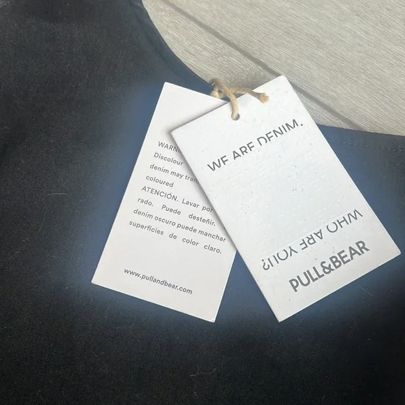 Pull and bear black one shoulder stretch denim casual dress nwt medium - Picture 4 of 6